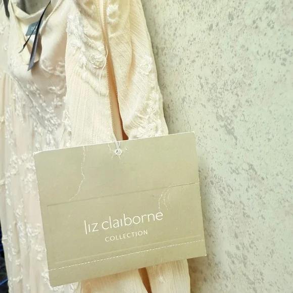 Liz Claiborne Collection 14 NWT Beige Floral Embroidered Boho Summer Long Skirt - Picture 10 of 13